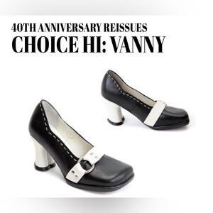 Fluevog VINTAGE EXCELLENT Choice Hi Vanny black/white pump heart heels ❤️ 6.5/7